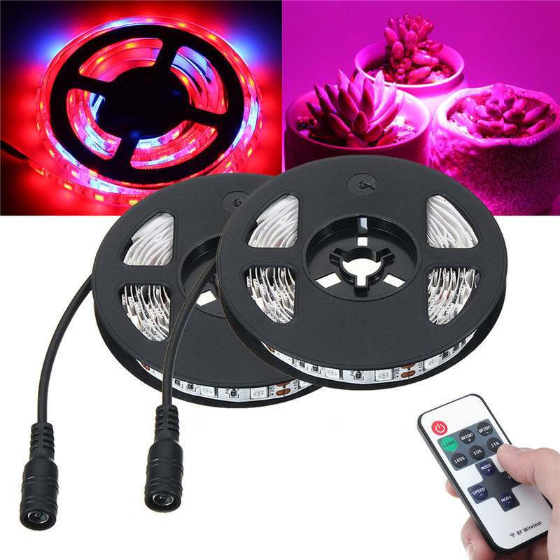 DC12V 2M Red:Blue 5:1 Full Spectrum LED Grow Strip Hydroponic Plant Light Kit