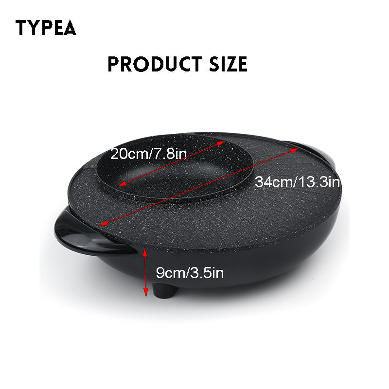 220V Electric Multi Cooker 2-IN-1 Hot Pot BBQ Oven Smokeless Non Stick Barbecue Roasting Baking Plate