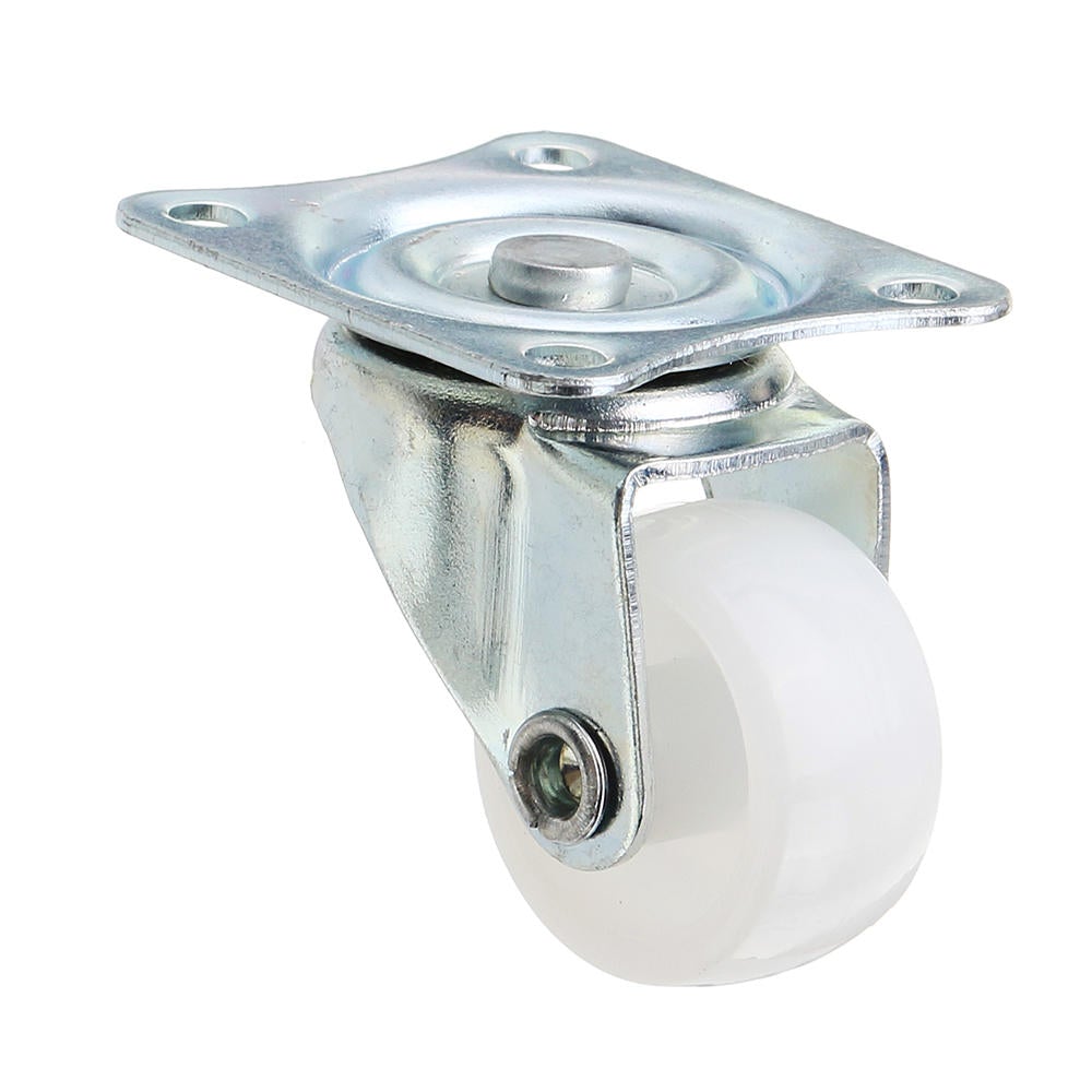4pcs 1 Inch White PP Plastic Furniture Foot Wheel Flat Moving Universal Wheels