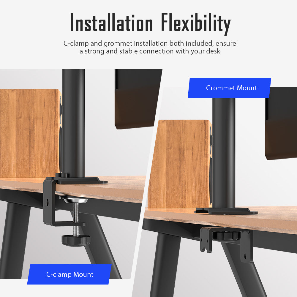 Dual Monitor Stand Full Motion Mount Quick Insert Dynamic Height Adjustability for 13"-27" Screen Home Office