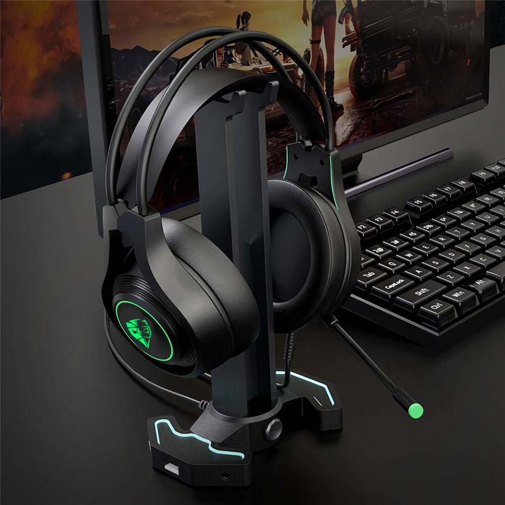 Gaming Headset Virtual 7.1 Channel 50mm Unit 7 Color Breathing Light Flexible Microphone for PC