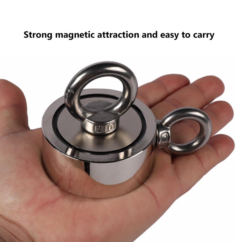Double Side 75mm 400KG Neodymium Recovery Magnet With 10m Rope Salvage Tool Strong Fishing Kits