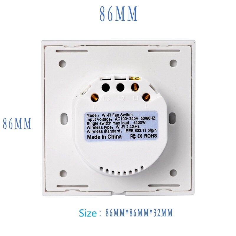 Smart Fan WiFi Switch 86 Type Fan Speed Control Switch Compatible with Amazon Alexa Google Home WF-FS01