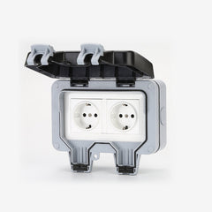 Waterproof Wall-mounted Power Socket Dust-proof 16A Double EU Standard Electrical Outlet for Bathroom Gardening