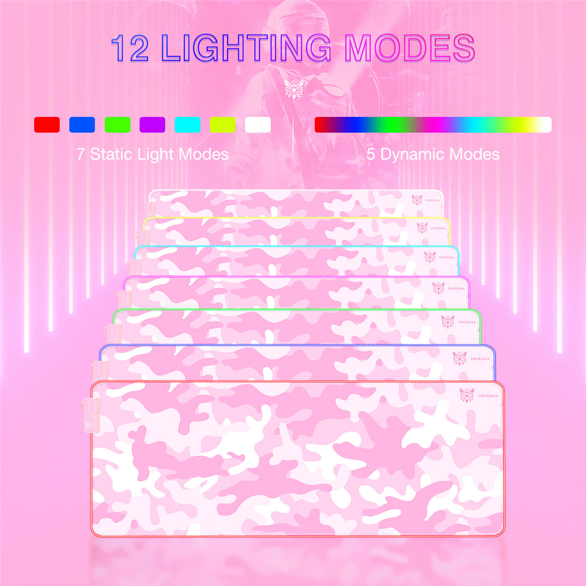RGB Glowing Mouse Pad 12 Lighting Modes Soft Rubber Anti-slip Large Gaming Keyboard Pad Desktop Protective Mat for Home Office Working Gaming