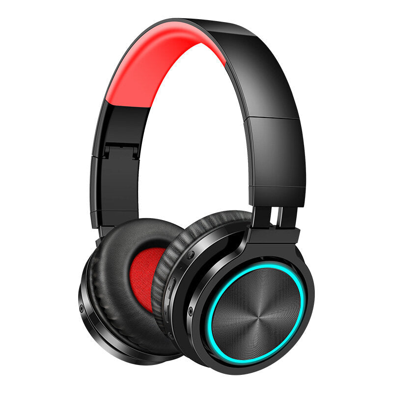 Foldable Bluetooth 5.0 Headphone RGB Light Strong Bass Volume Control Headset With Mic for Mobile Phones