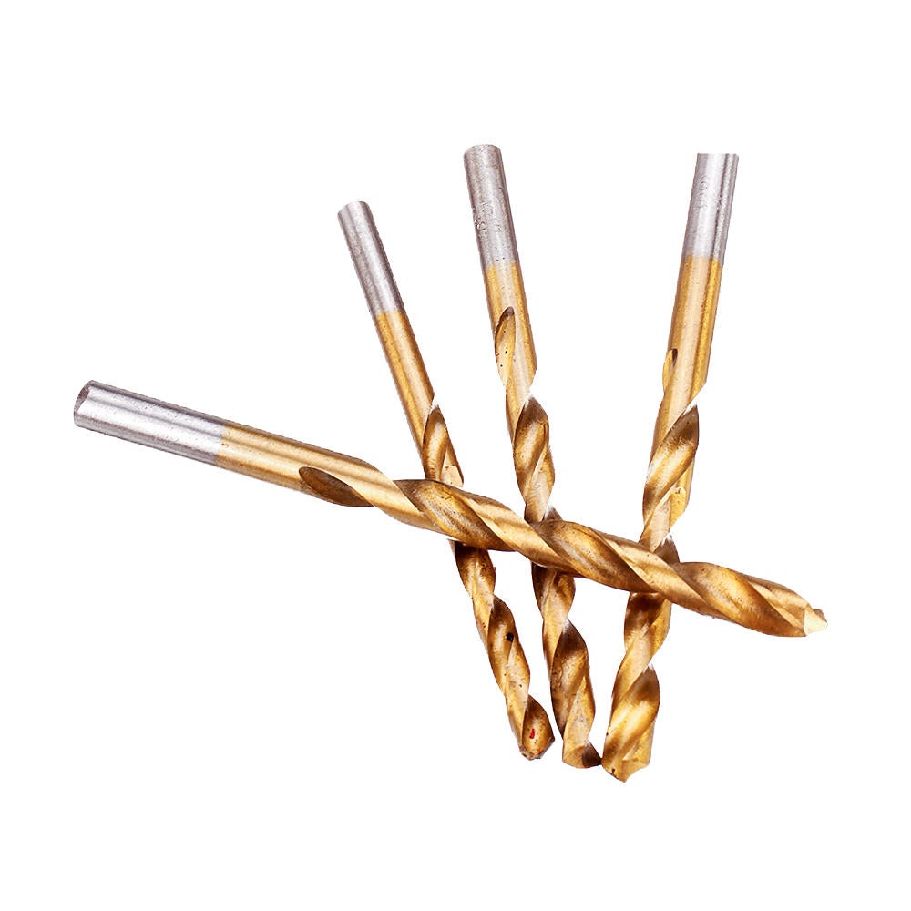 13Pcs M2 HSS 6542 Twist Drill Bit Set 1-6.5mm Titanium Coated Drill Bit with Metal Box for Wood Metal Drilling