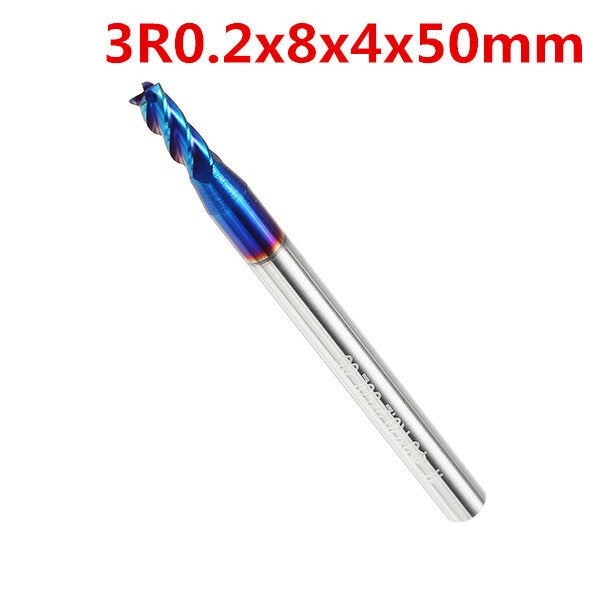 4 Flutes Ball Nose Milling Cutter Tungsten Carbide NACO Coated 2R0.2-8R2.0 HRC65 End Mill