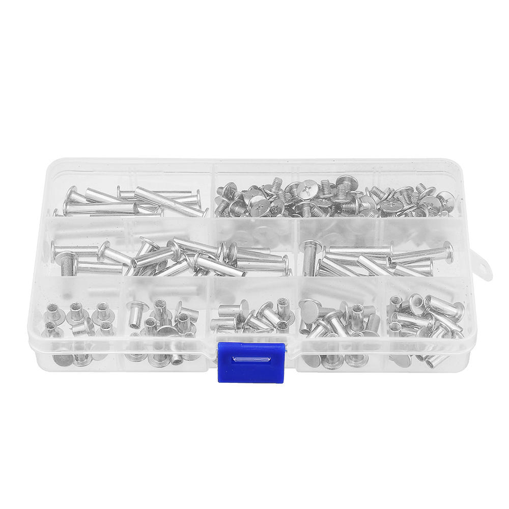 90 Sets M5 6-30mm Nickel Plating Phillips Chicago Binding Posts Stud Screws Rivet Button Bookbinding
