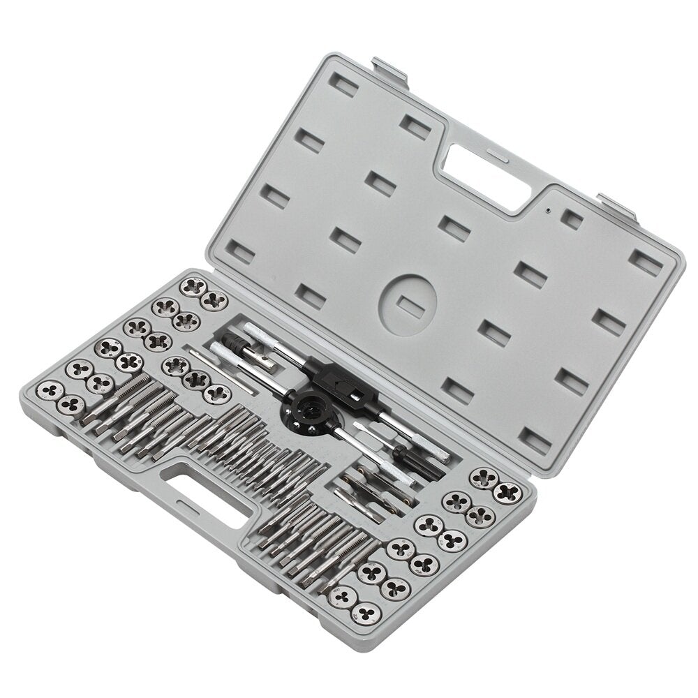 60pcs Metric and Imperial Thread Tap Die Set with Case Screw Wrench Kit Hand Tapping Tools
