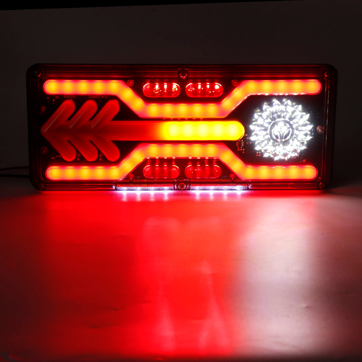 Pair 24V LED Reverse Brake Dynamic Tail Turn Signal Rear Light For Truck Trailer Lorry Tractor