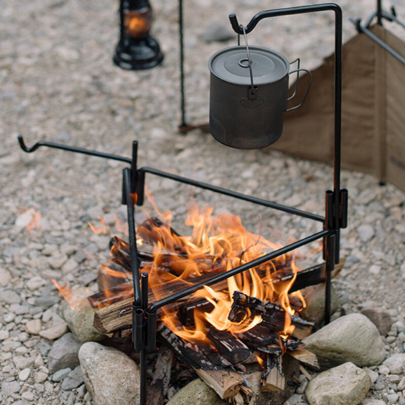 Burning Fire Rack Portable Picnic Firewood Rack Triangle Stable Outdoor Camping Barbecue