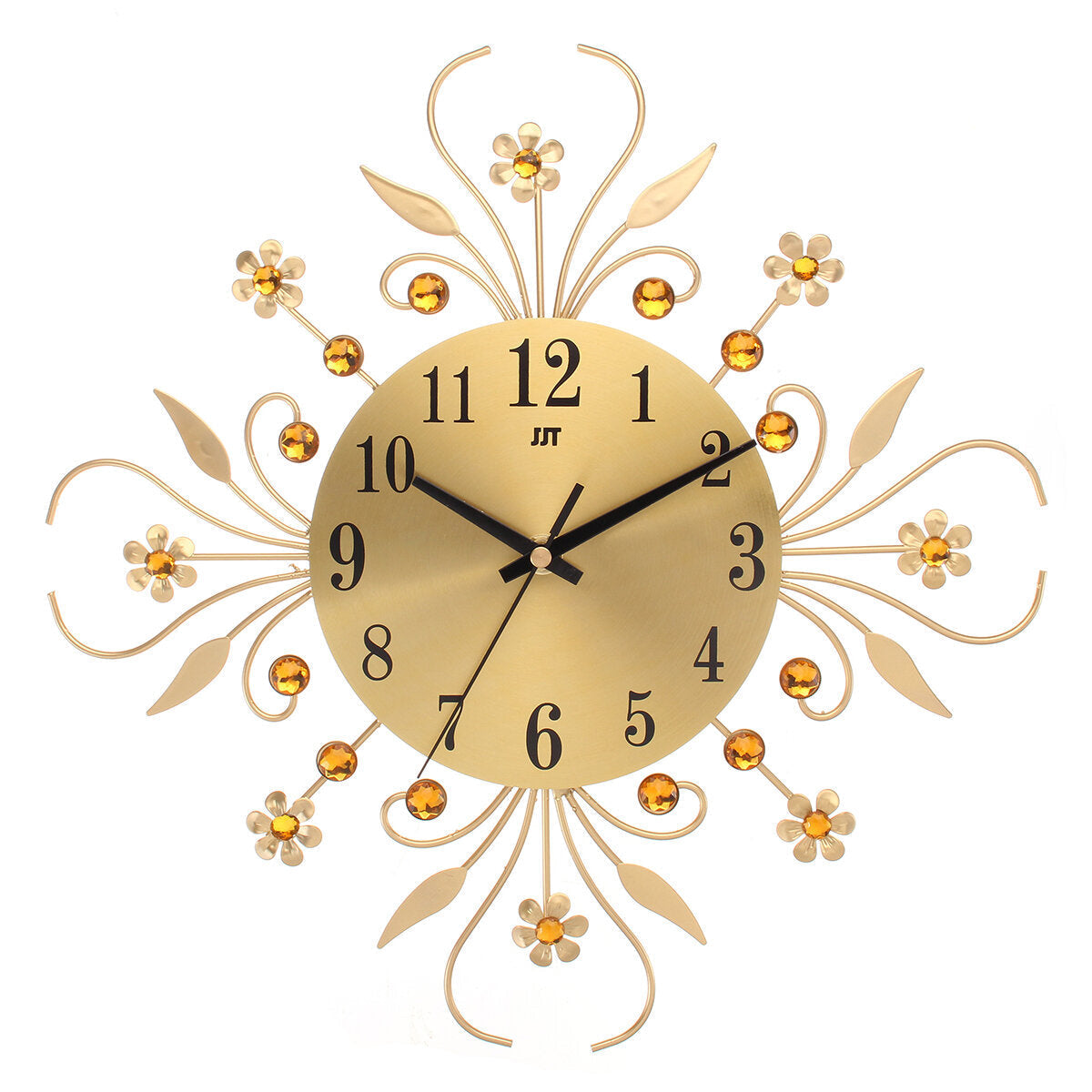 Large 3D Luxury Wall Clock Metal Modern Art Diamonds Flower Home Room Decor