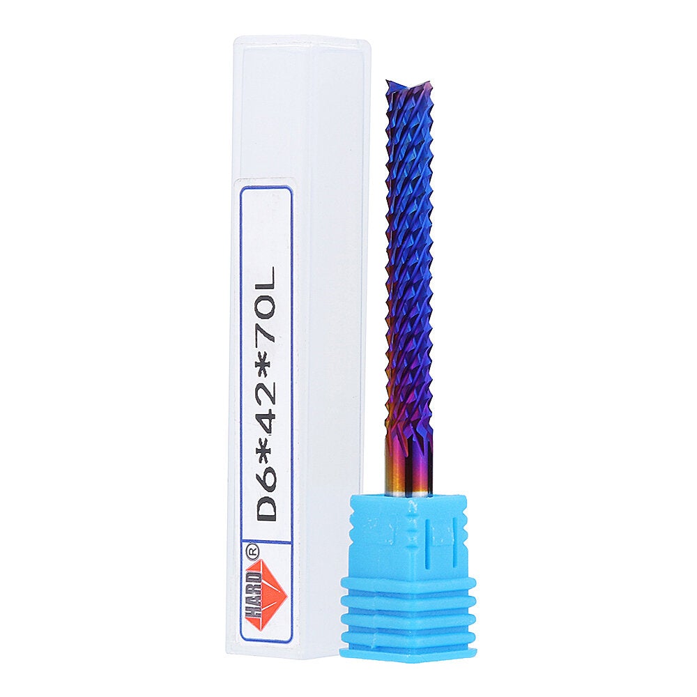 6mm Shank 42mm Tungsten Carbide Milling Cutter Blue Nano Coated End Mill