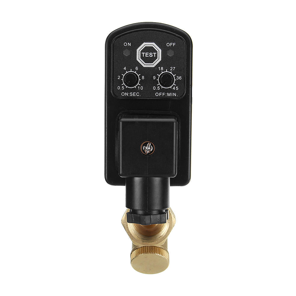 AC220V 1/2" Brass Electric Solenoid Automatic Timer Air Compressor Cold Dryer Drain Water Valve