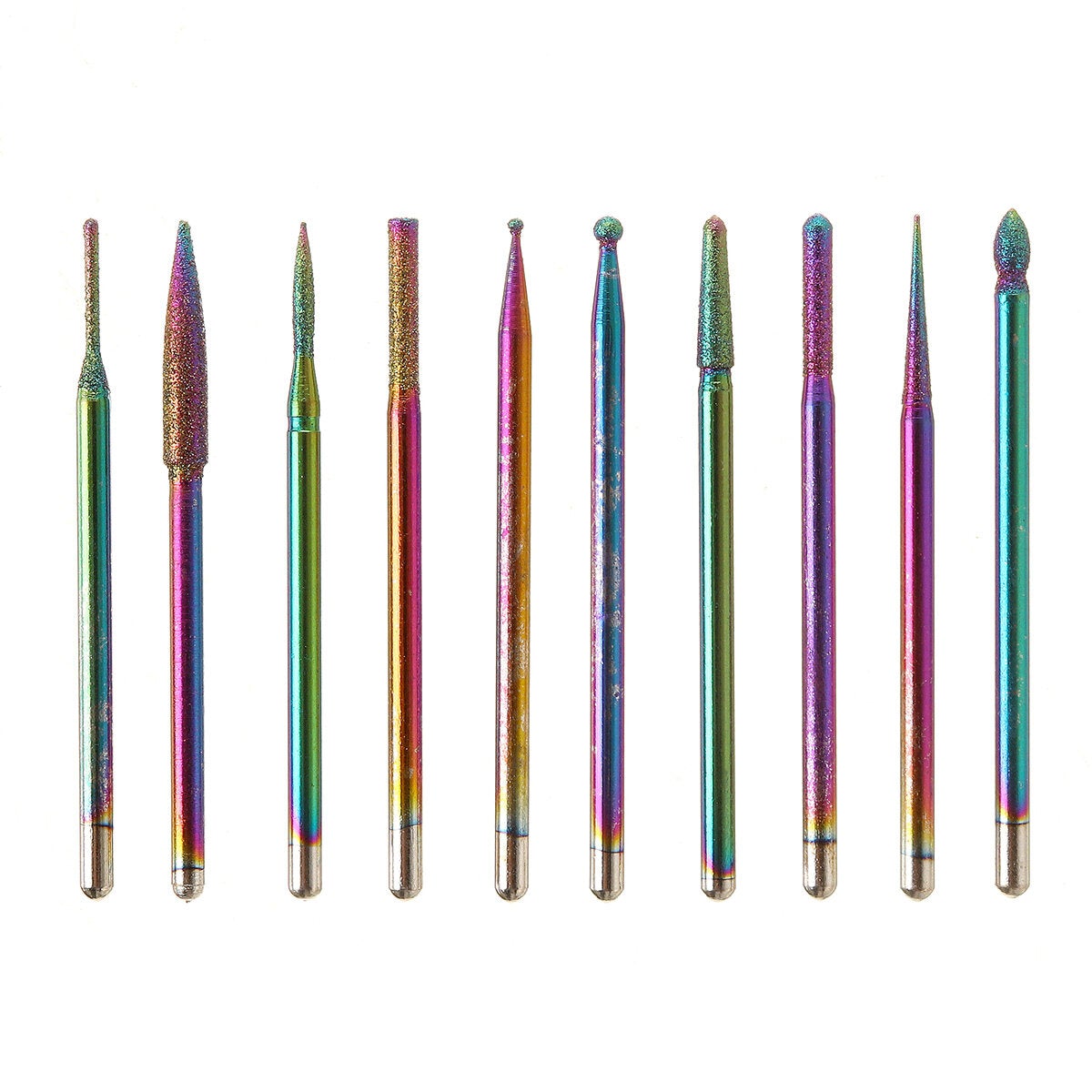 10pcs Nail Art Color Tungsten Carbide Grinding Drill Bits Electric Nails Machine Bit Grinding Head Set