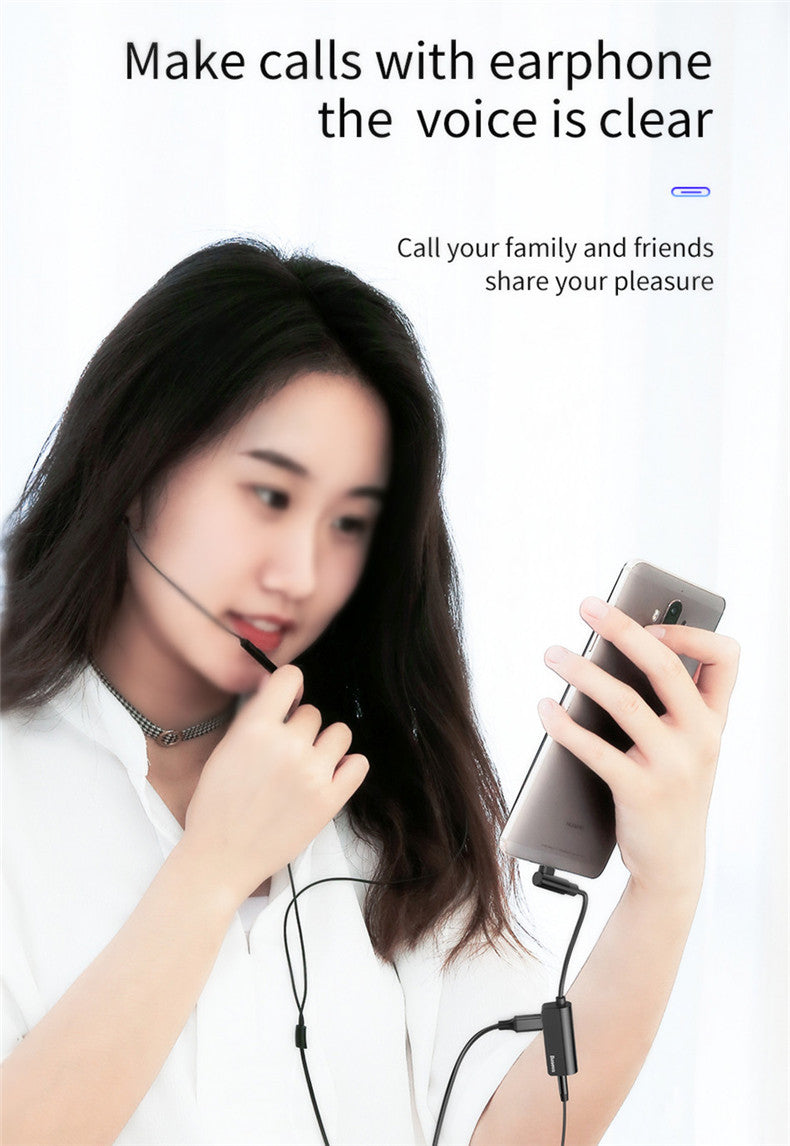 Type-c to Type-c Charging + 3.5mm Audio Music Adapter Converter for Huawei