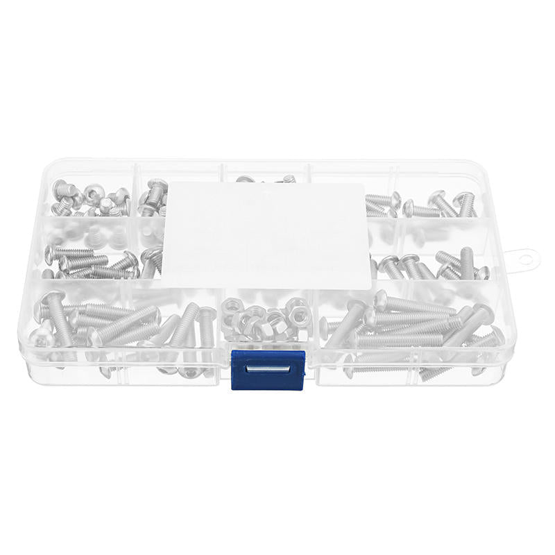 150Pcs M5 Stainless Steel 6-30mm Hex Socket Button Head Screw Allen Bolt Assortment Kit