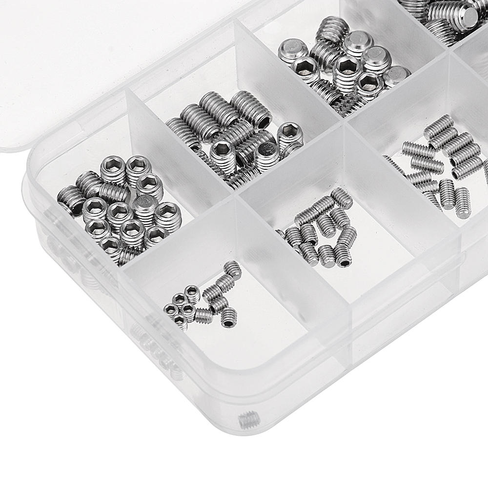 200Pcs Stainless Steel Set Grub Screw Allen Hex Socket Cup Point Assortment M3/M4/M5