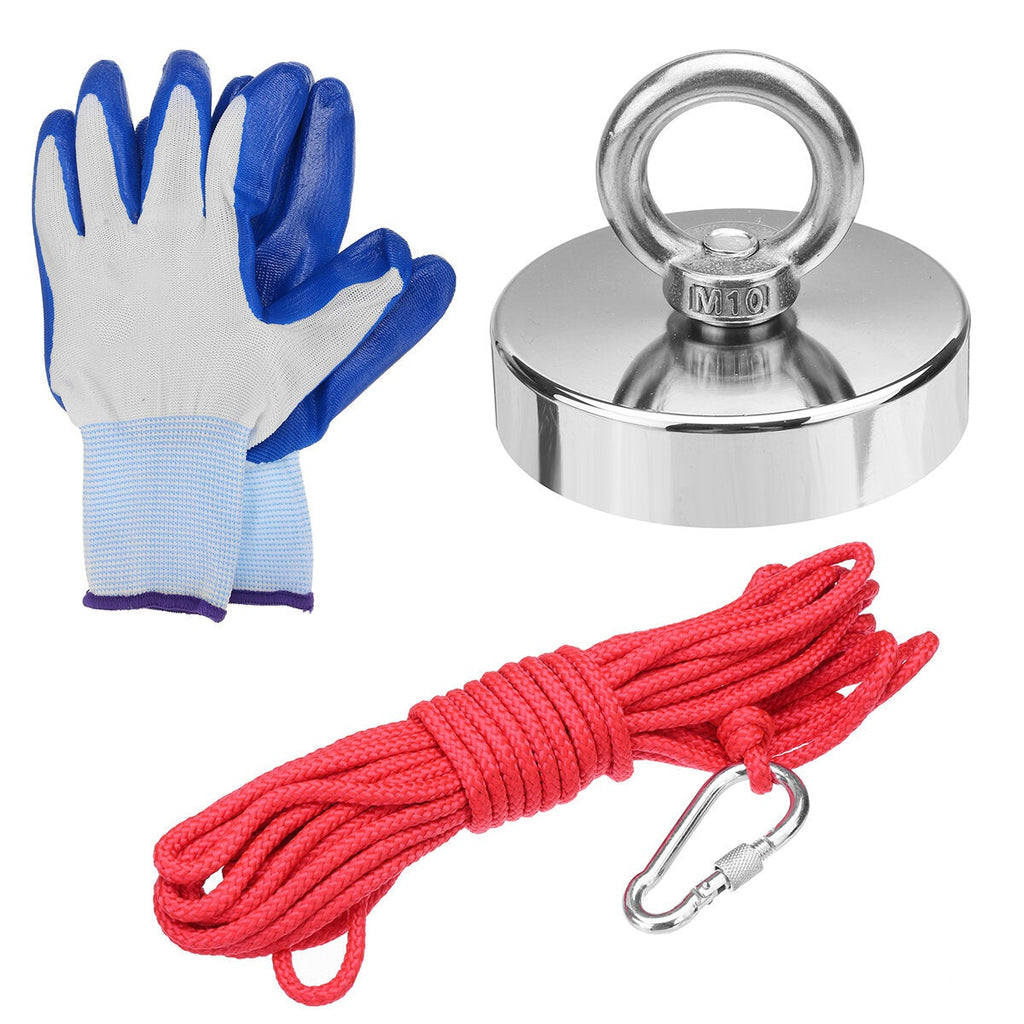75mm 300KG Neodymium Fishing Magnet Salvage Recovery Magnet with 10/20 Meters Rope