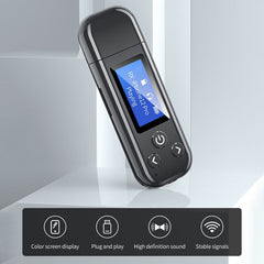 USB Bluetooth Adapter BT5.0 HD TF Card 3.5mm AUX-In 1700mAh LCD Digital Display Receiver Transmitter with Mic