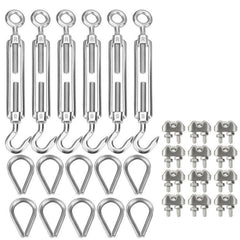 Turnbuckles M3 Stainless Steel Wire Rope Thimble M3 Clip Swage for Marine Boat Shade Sail