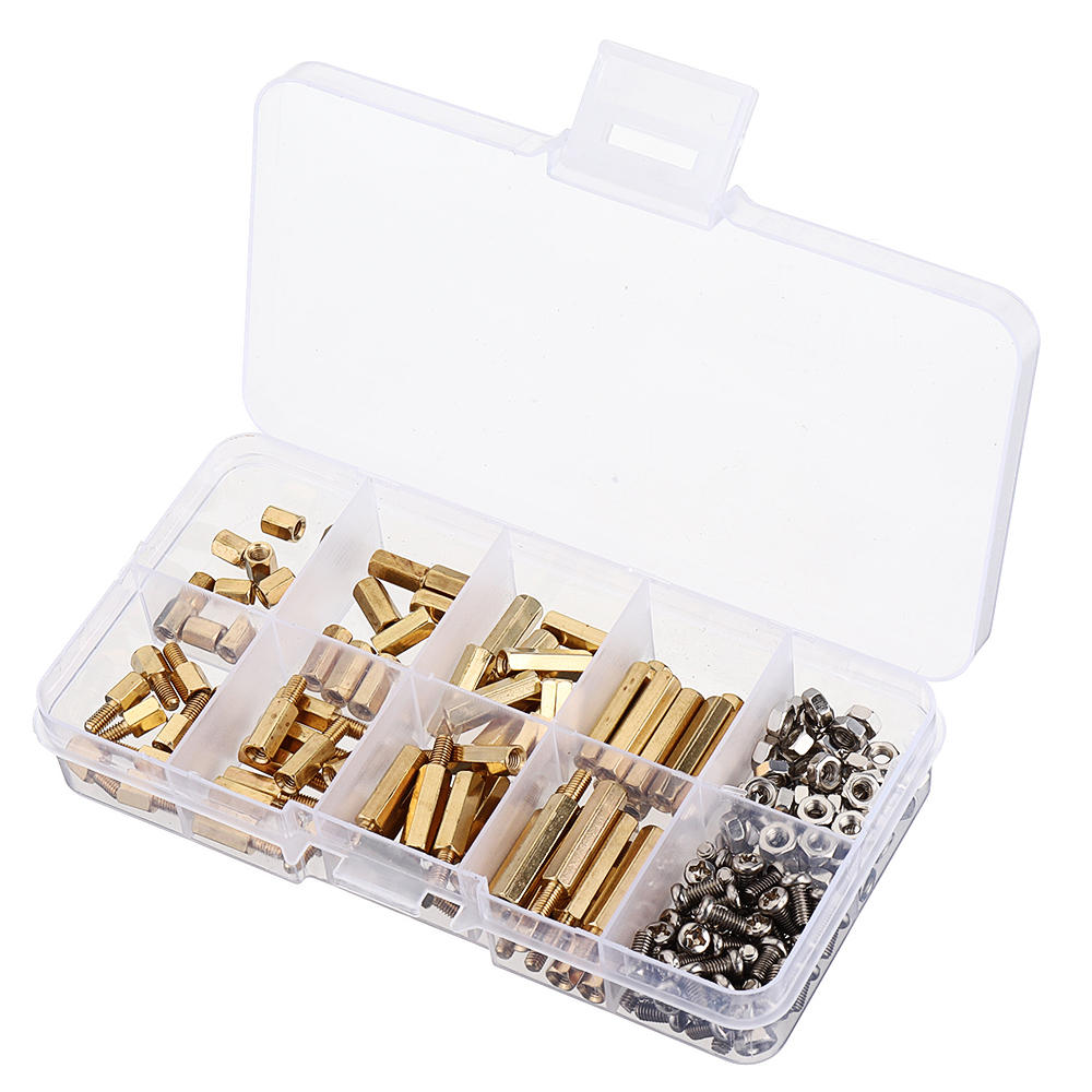M3BH9 180Pcs M3 Male-Female Brass Hex Column Standoff Support Spacer Pillar Stainless Steel Screws Nuts for PCB Board