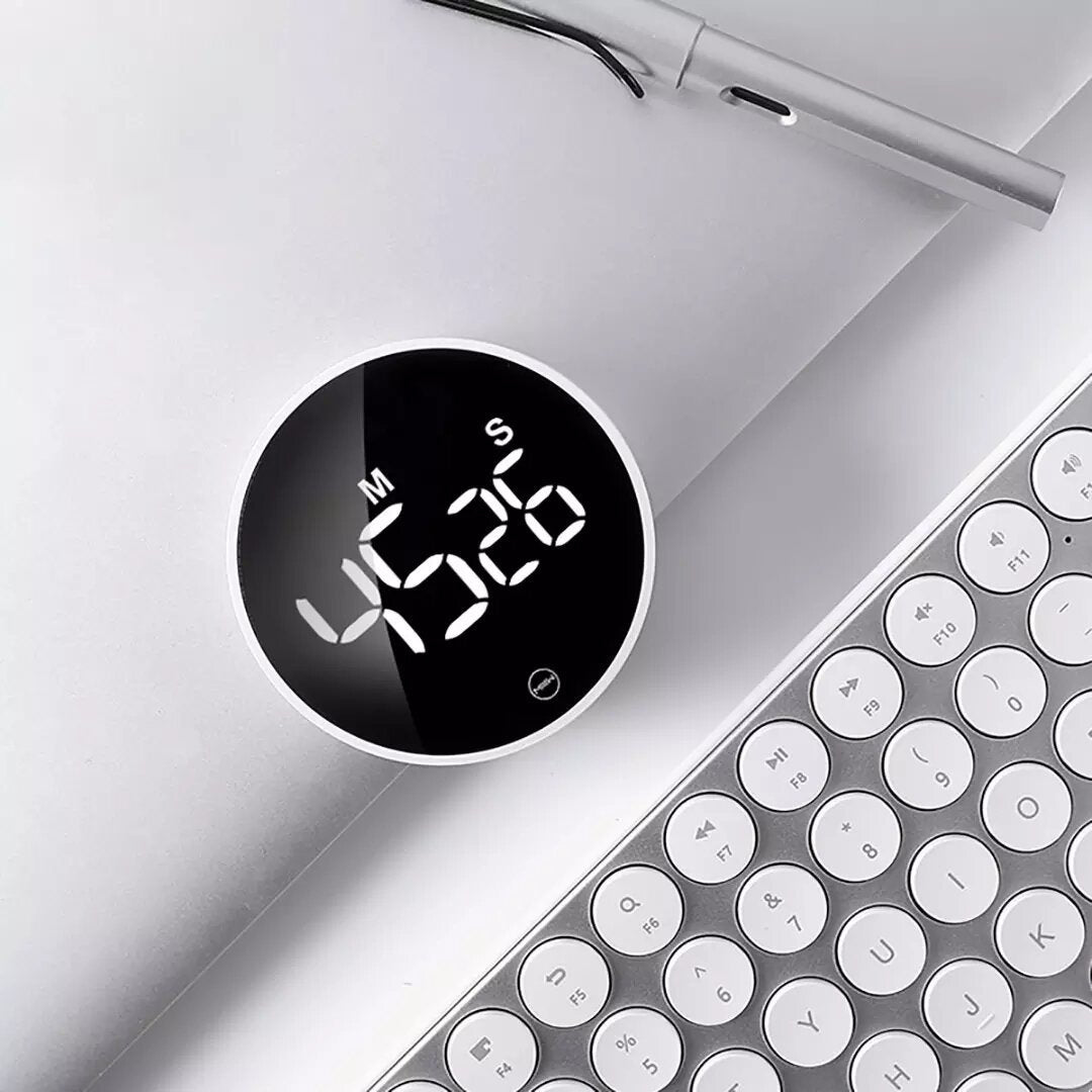 Mute Timer Rotation Timing Sound Brightness Adjustable Magnetic Alarm Clock LED Digital Display Timer