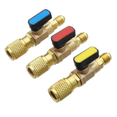 3pcs/set 3 Colors R410A Refrigerant Brass Straight Ball Valves AC Charging Hoses