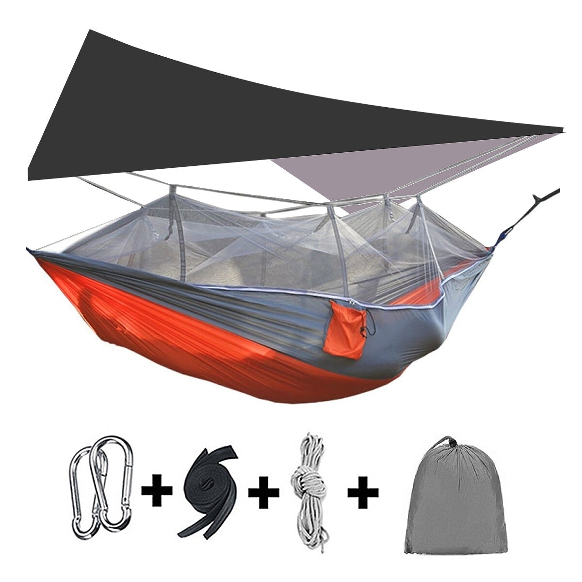 300kg Portable Double Camping Hammock Parachute Fabric With Mosquito Net