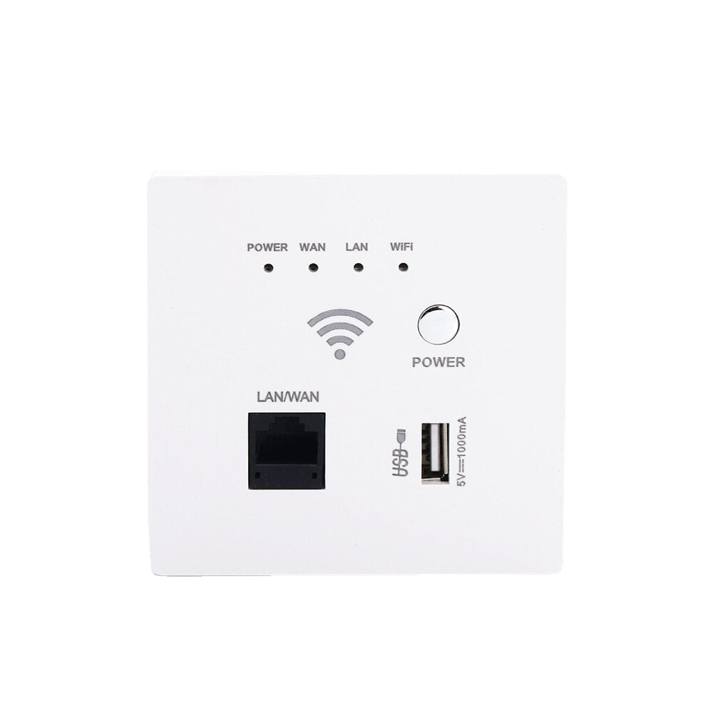 300Mbps Wall Embedded Router Wireless AP Panel Router System WiFi Repeater Extender USB Charging Socket for Home Use