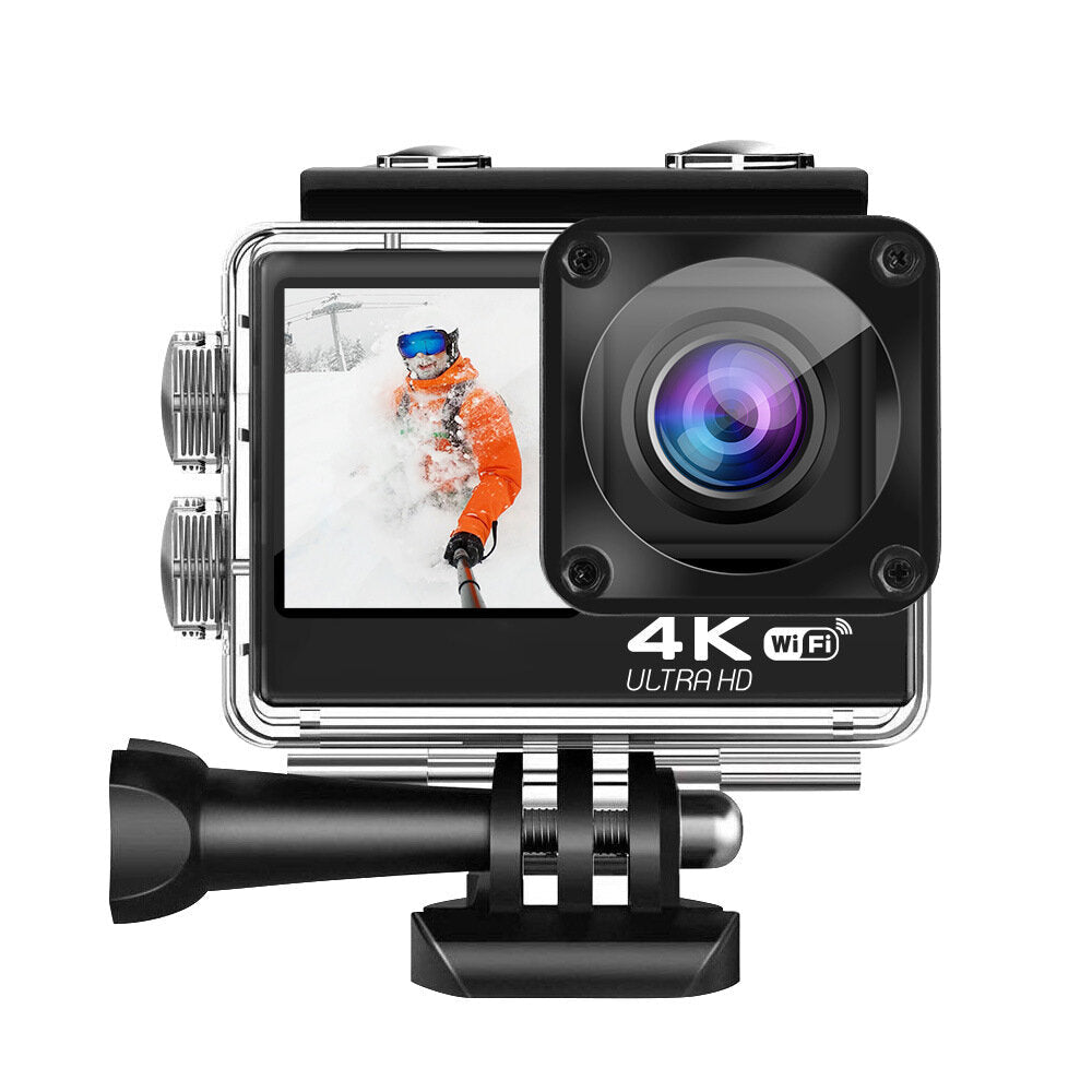 Waterproof 170 Lens 4K Action Camera with 2.0 inch Touch Screen Dual Screen Sport Cameras WIFI Remote Control EIS Anti-shake for Video Recording Vlog
