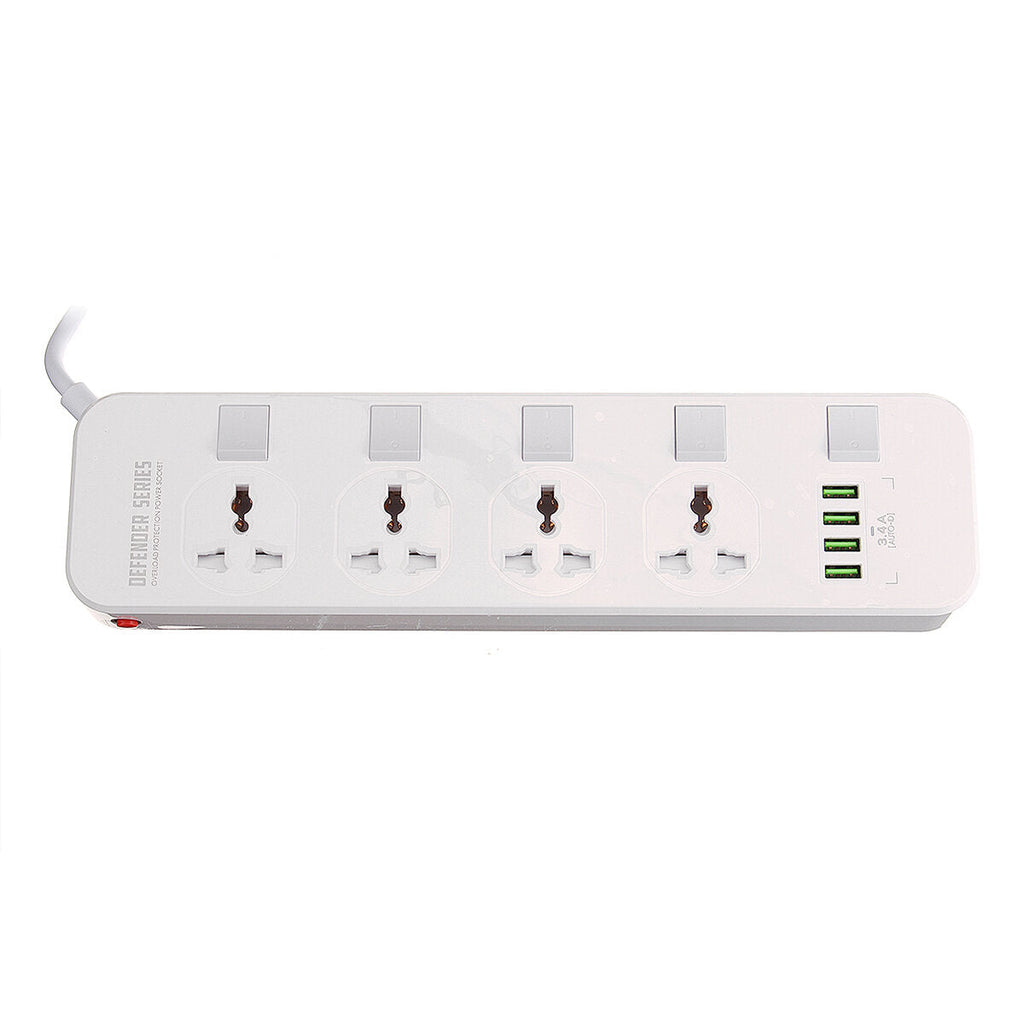 Electric 4 Socket Outlet + 4 USB Extension Power Strip 5V 3.4A US/UK Plug Cord
