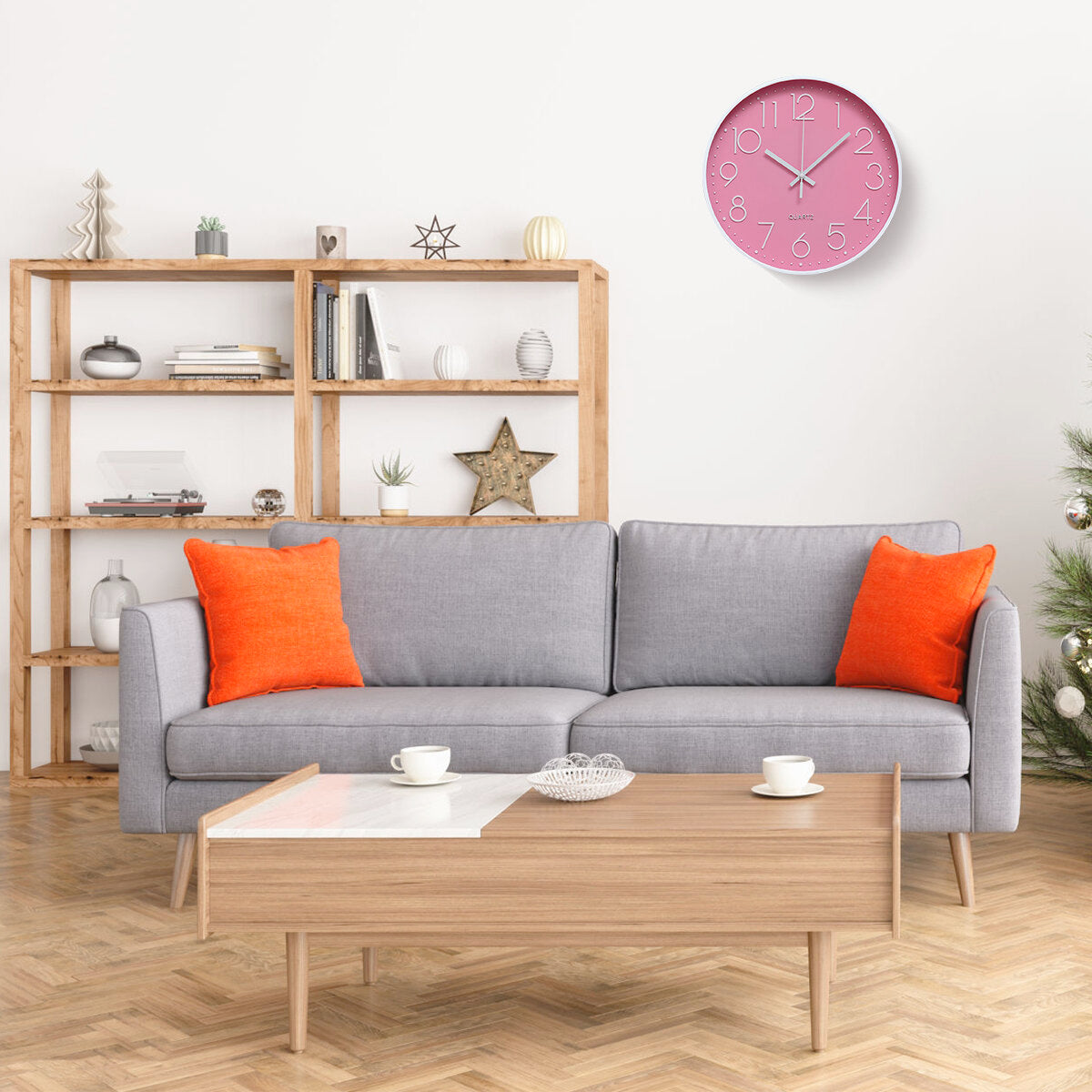 Glass One-piece Dial Wall Clock 3D Stereo Number Low Noise Wall Clock