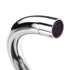 Kitchen Sink Faucet Hot Cold Mixer Tap Double Handle Hole Spout Finish Brushed Swivel Spray 360