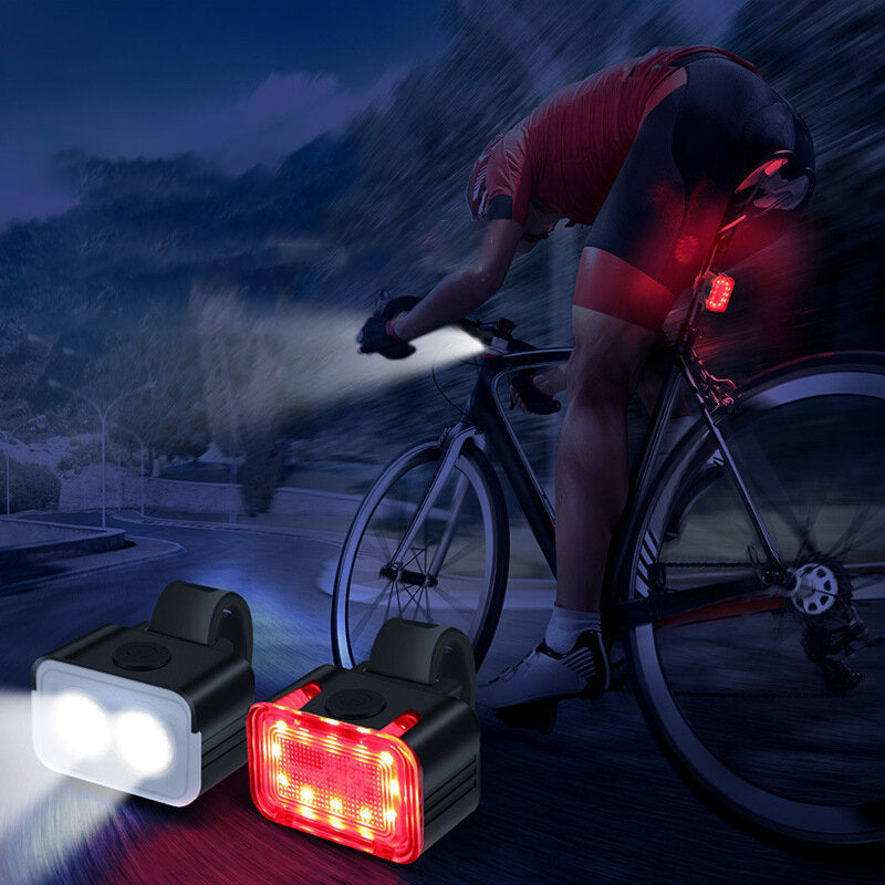 2PCS L6 300lumen 200M Bike Headlight + Taillight TYPE-C Rechargeable IPX6 Waterproof Aluminium Alloy Bike Light Set