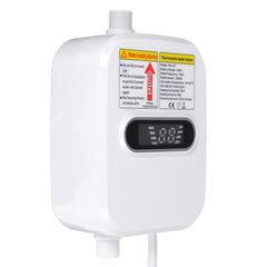 3500W 220V Household Instant Hot Water Heater Plug-in Electric Tankless with LCD Dispaly Shower Head for Bathroom Shower