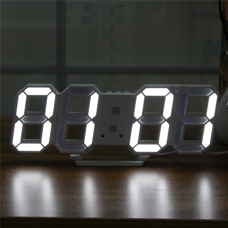 Large Modern Digital Led Skeleton Wall Clock Timer 24/12 Hour Display 3D Gife