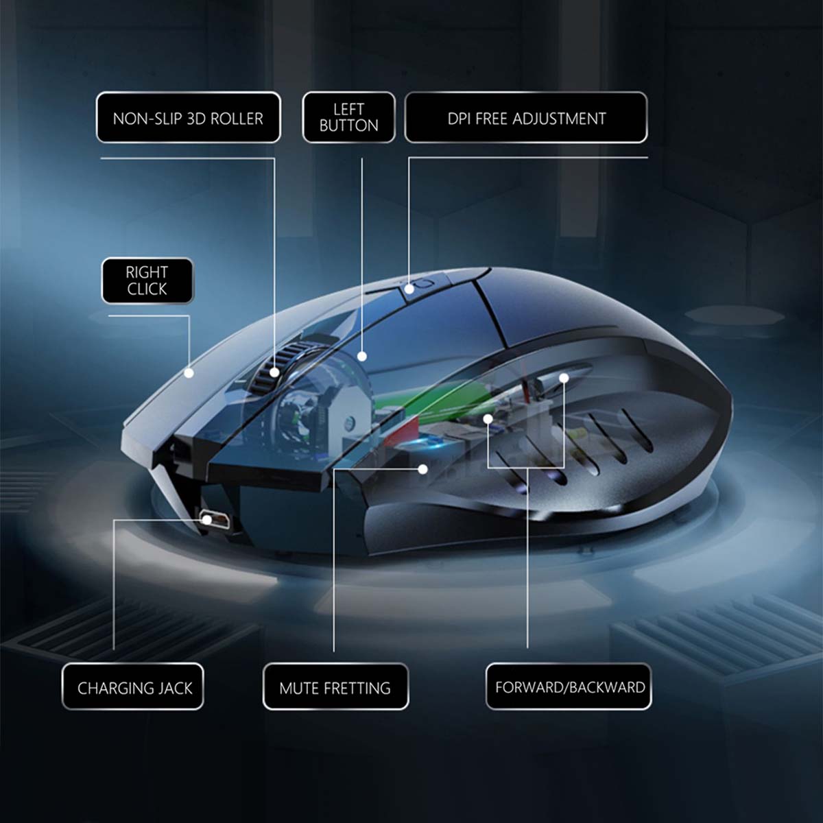 USB Rechargeable Wireless Gaming Mouse 2.4GHz Receiver Bluetooth 5.0 Triple 1600DPI Optical Mouse for PC Laptop Computer