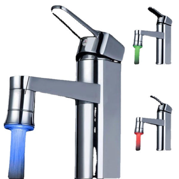LED Full Brass Temperature Control Spontaneous Light Faucet Tap