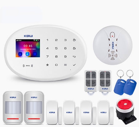 WIFI GSM Smart Home Security Alarm System with 2.4 Inch TFT Touch Panel APP Control Wireless Sensor Burglar Smoke Detector