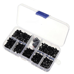 500Pcs M2.5 Nylon Screw Bolt Black Round Cross Screw Hex Nut Spacer Nylon PCB Assortment