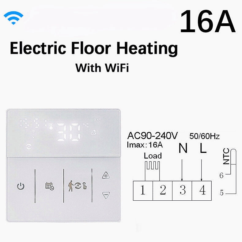 WiFi Intelligent Floor Water Heating / Boiler Temperature Controller Mobile Phone App Remote Control Panel Voice Control Support Alexa Google Home