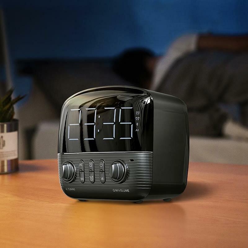 Wireless Bluetooth Speaker Mini Audio Alarm Clock FM Radio Retro Home Subwoofer for Outdoor Mobile Phone Computer Car