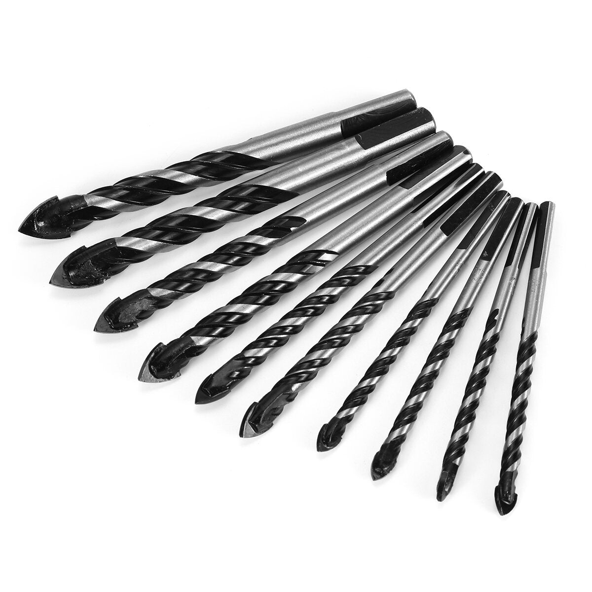 10Pcs Tungsten Carbide Drill Bit Set Twist for Porcelain Ceramic Tile Concrete Brick Glass Plastic Masonry and Woodworking