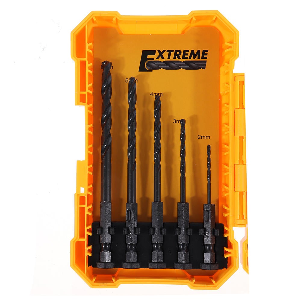 18PCS Screwdriver Drill Bit Set 5PCS 2-6mm Twist Drill Bit 12PCS Phillips Torx Square Screwdriver Bit and Quick Change Extension Rod with Box