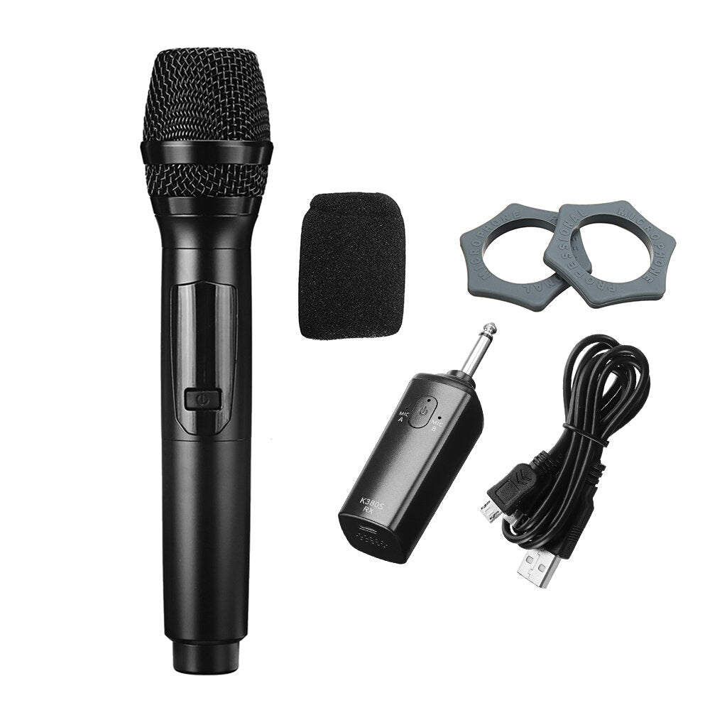 Portable 10-Channel Rechargeable Wireless Microphones UHF Mics with Receiver Working Distance 50 Feet