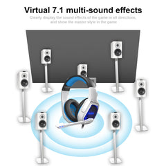 Gaming Headset Virtual 7.1 Sound Effect USB Interface Omnidirectional Flexible Microphone for PS4 Laptop PC