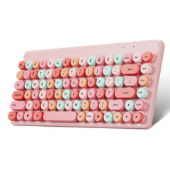Wireless Keyboard Mouse Combo 2.4GHz Wireless 84-Keys Macaron Chocolate Round Keycaps Keyboard Office Mouse Set for Laptop PC