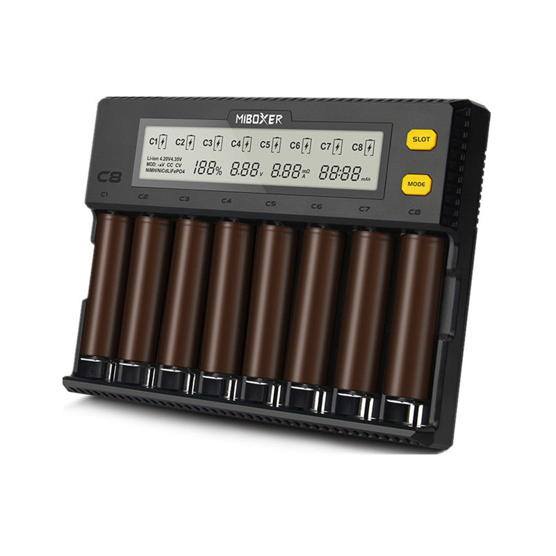8 Slots Rapid Smart AA AAA 18650 Battery Charger Current Optional Overcharging Protection Adjustable Slots For Most Batteries